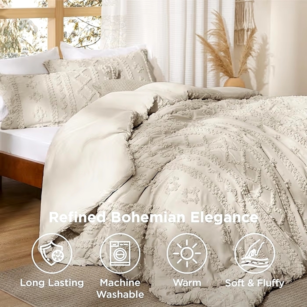 Elegant Tufted Boho Oversized King Comforter  Set - Picture 4 of 9